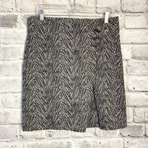 Vintage Y2K Zebra Animal Print Wool Blend Faux Wrap A-Line Skirt